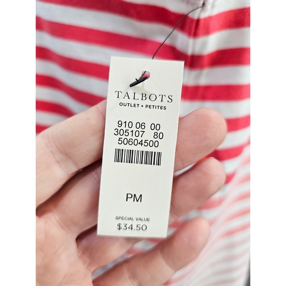 TALBOTS Petite MP Red Pink Striped‎ Criss Cross Tank Top Blouse Women's NW - Picture 5 of 7